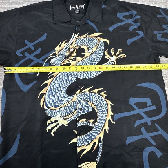 Steve & Barry's Club Shirt Casual Button Down Black Dragon Y2K Tattoo Mens 2X - Picture 5 of 9
